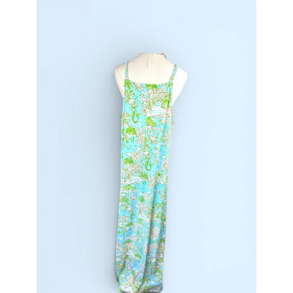 Lilly Pulitzer NWOT Mermaid Cove Maxi Dress SZXL Blue Green Cotton Linen blend - Picture 8 of 15